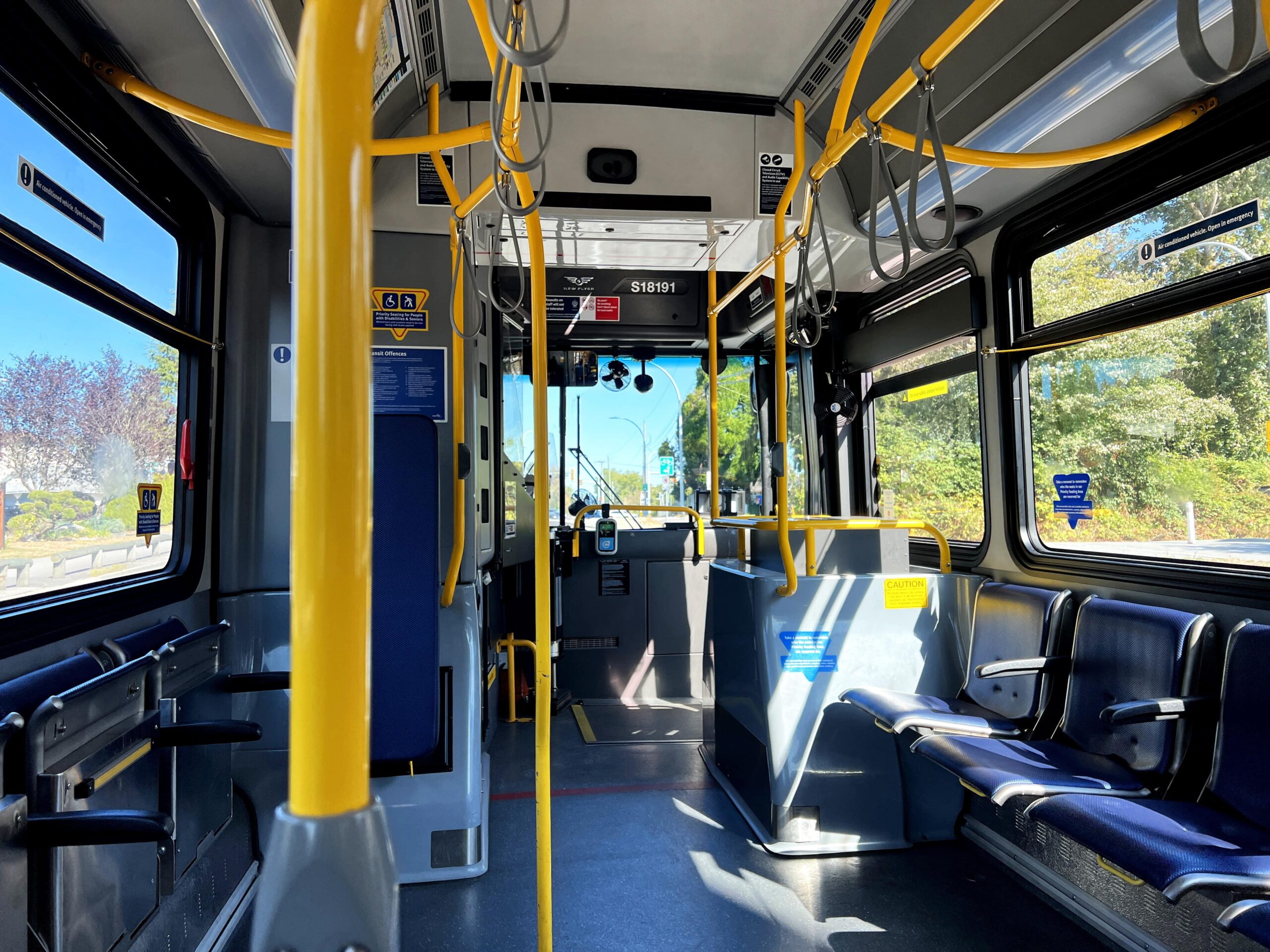 Inside an empty TransLink bus 