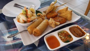 Selection of appetizers and Thai condiments from Khob Khun Thai Cuisine