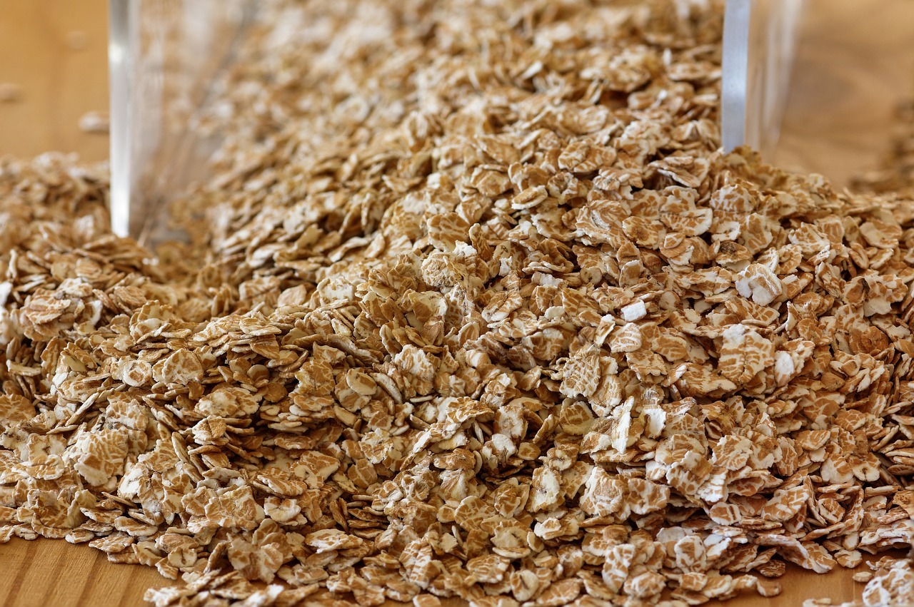 Rolled oats spilled across the table