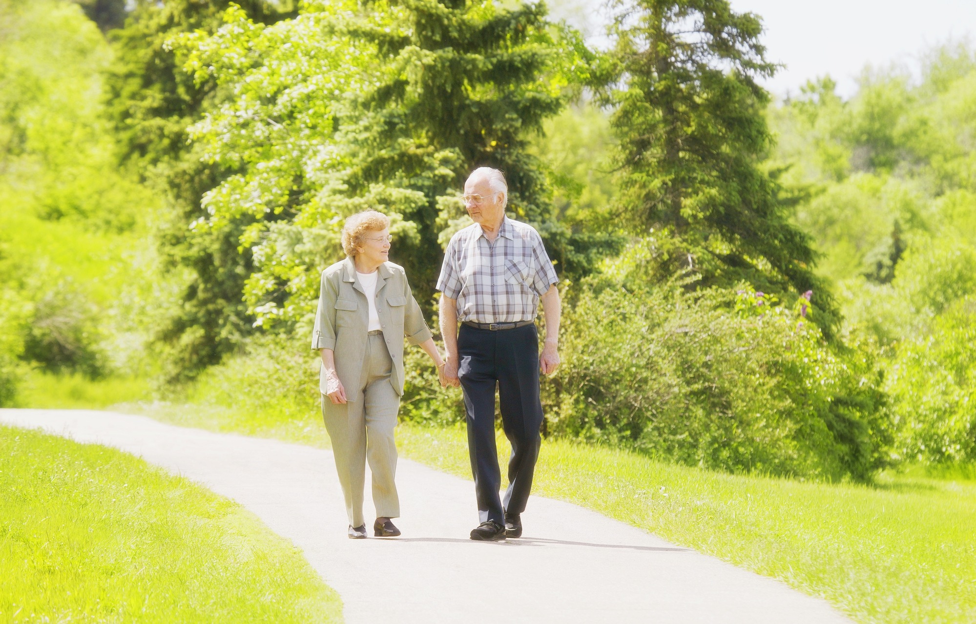 Senior couple on a scenic walk in the park